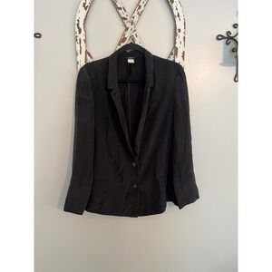 J.Crew 100%‎ Silk Blazer Black Lightweight Size 8 GUC